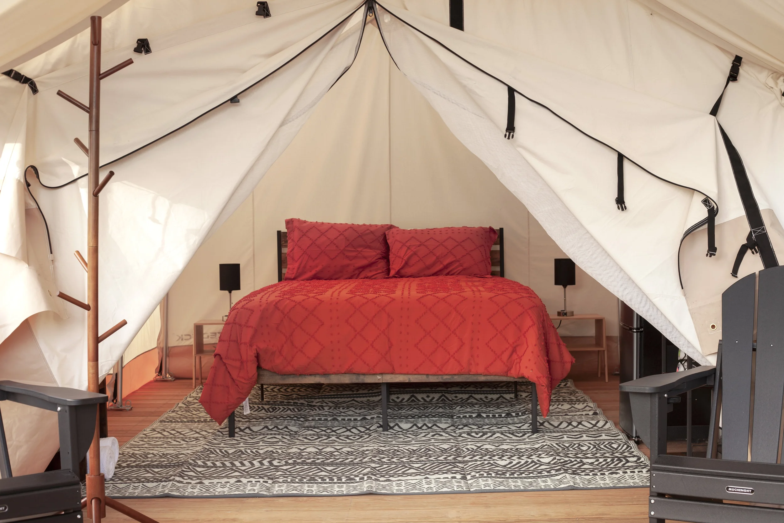 A glamping tent at Columbia Falls RV Park.
